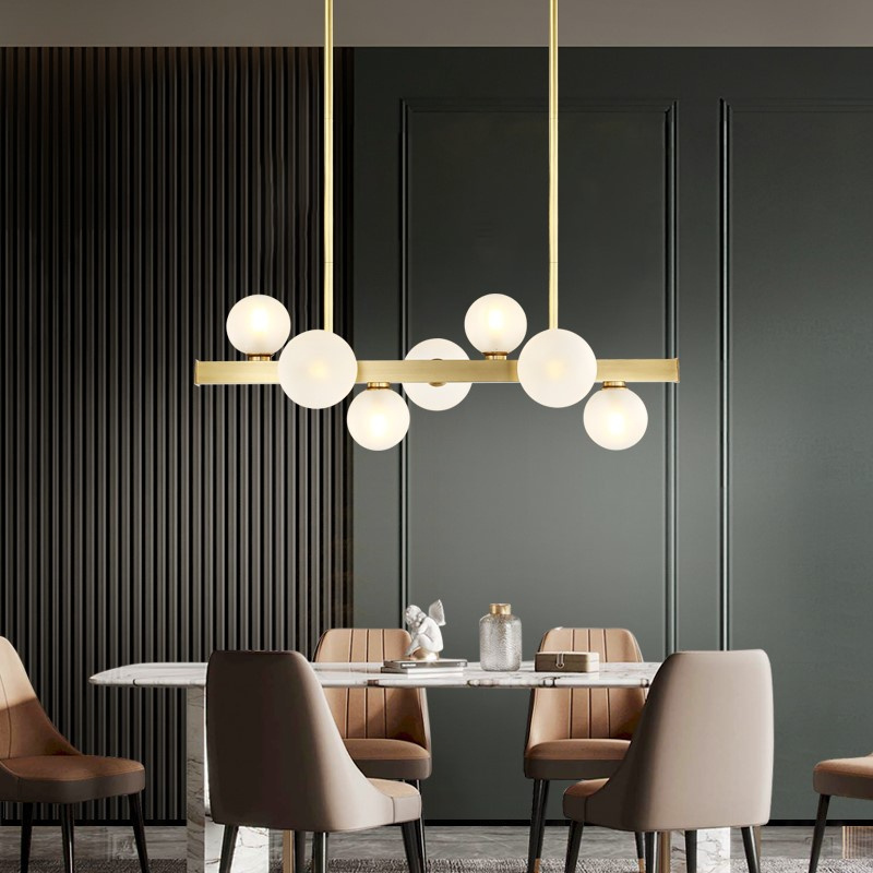 Modern Dining Room Brass Gold Iron Metal Ball Glass Ceiling Chandelier Modern Decorative Lighting Fixture