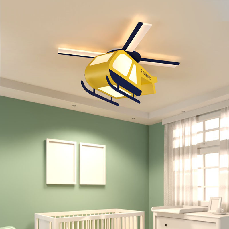 creative boys lovely kindergarten kids children bedroom yellow cartoon airplane led ceiling light