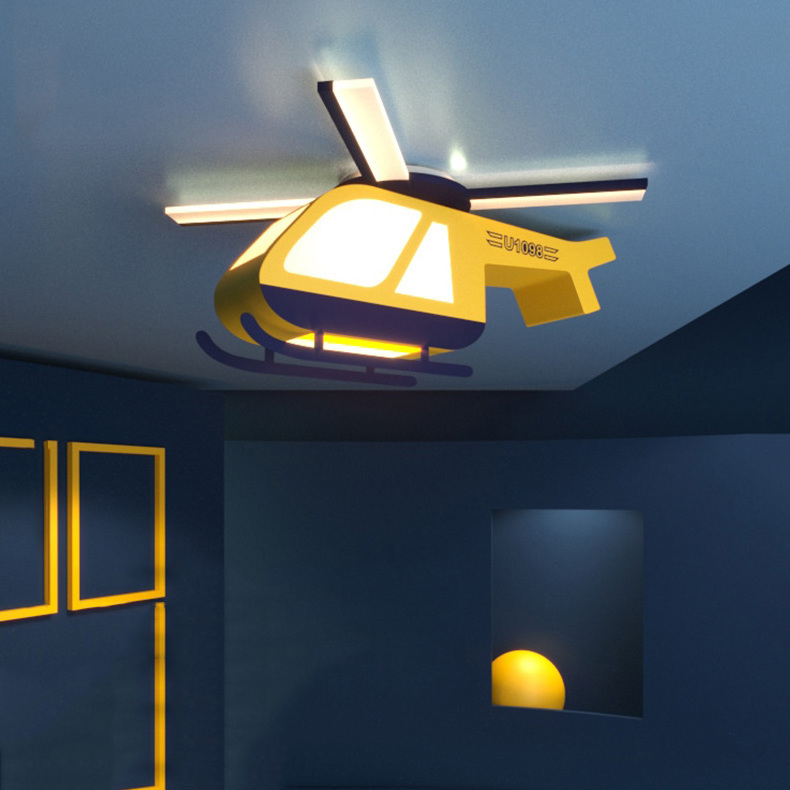 creative boys lovely kindergarten kids children bedroom yellow cartoon airplane led ceiling light