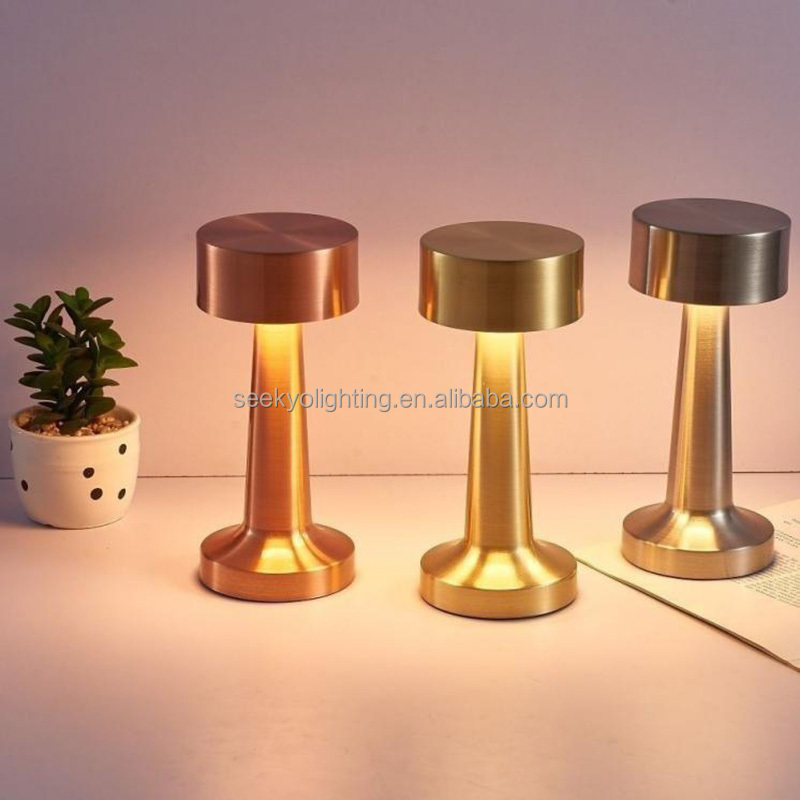 1200 mah rechargeable Gold Chrome Table lamp Dimming rose gold table lamp for alfresco restaurant