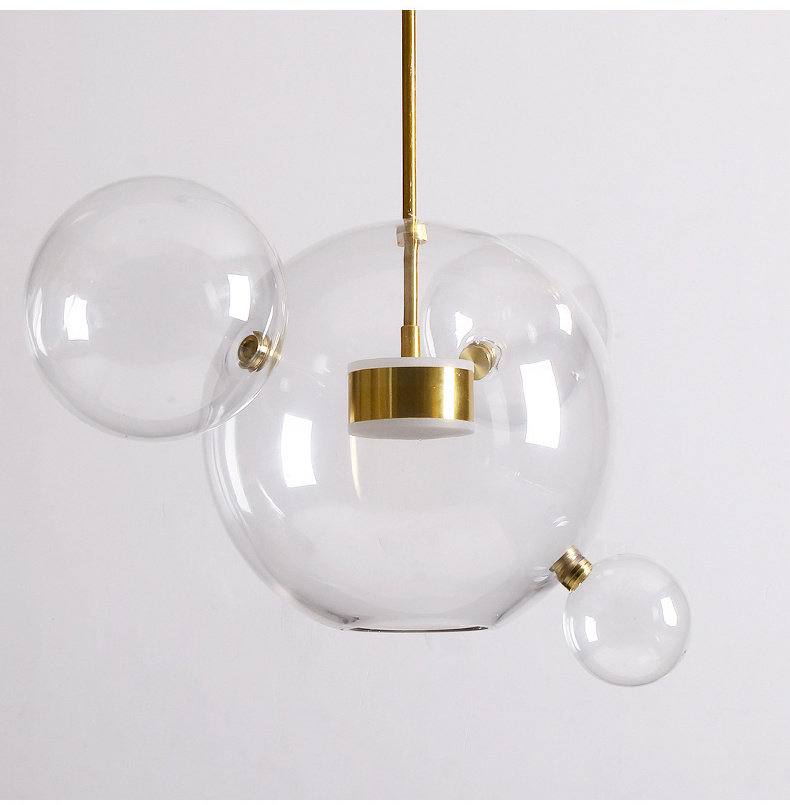 Nordic antique brass clear globe glass bubble ceiling chandelier lamp gold led pendant light