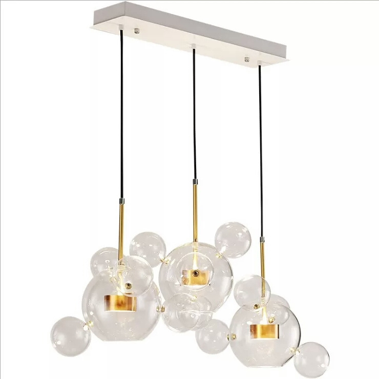 Nordic antique brass clear globe glass bubble ceiling chandelier lamp gold led pendant light