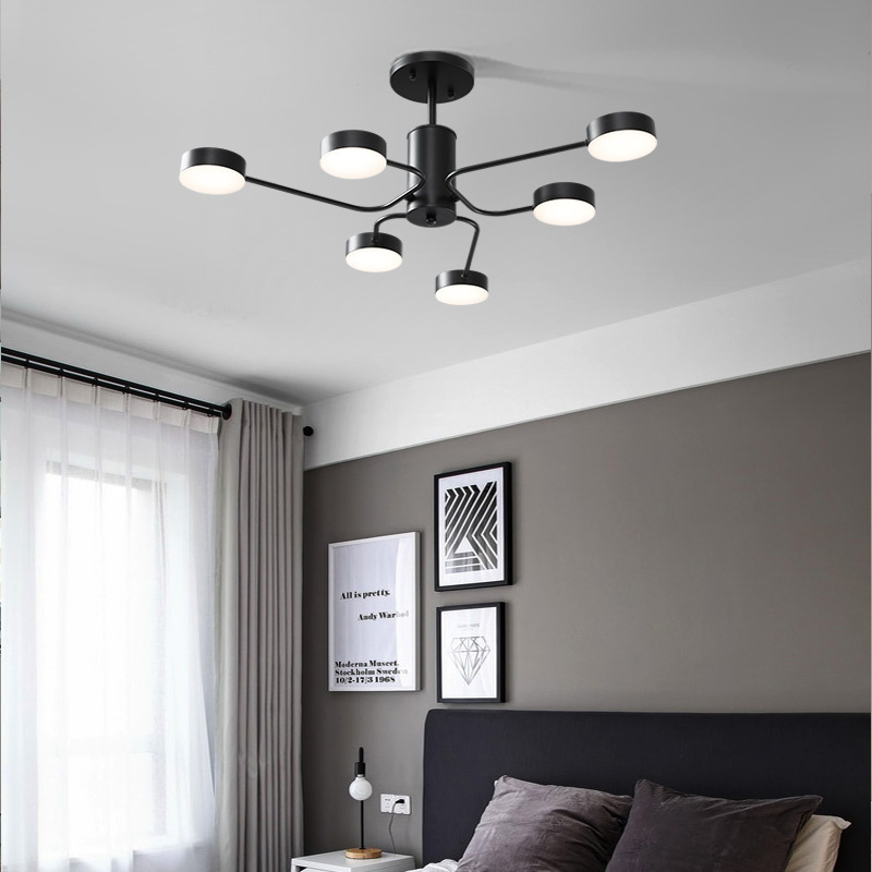 Post modern european classic flush mounted home decorative living room black acrylic ceiling chandelier