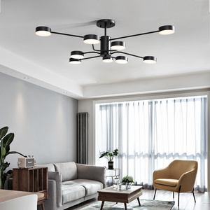 Post modern european classic flush mounted home decorative living room black acrylic ceiling chandelier