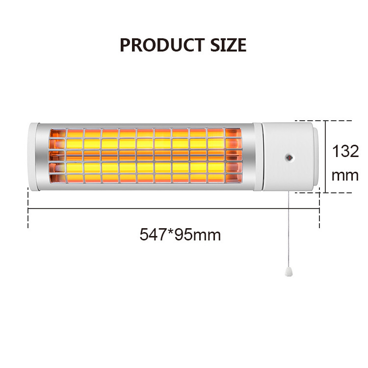 Bathroom White 1200w Wall Mounted Quartz Infrared Heater