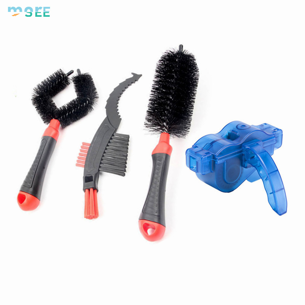 SeeMore 4 Pack Long Handle Wheel Soft Bristle Wire Brush Cleaning Bike Bicycle Wheel Tire Brush Kit