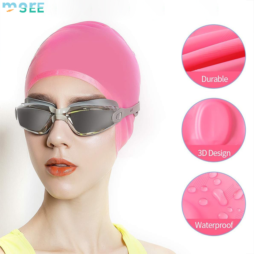 SeeMore Free Sample Durable Non-slip Swimming Pool Cap Elastic Silicone Swim Caps Silicon Swimming Cap Hat For Women