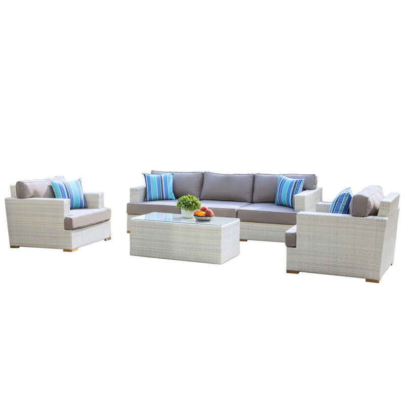 Synthetic rattan furniture in white Bleach color