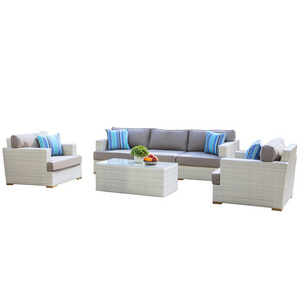 Synthetic rattan furniture in white Bleach color