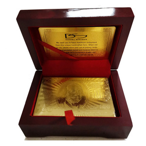 OEM wholesale durable water proof gold foil playing cards porker cards with wooden box