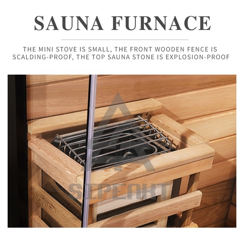 Seepexd factory-made luxury solid wood traditional sauna room indoor salt sauna room sauna electric heater Canadian hemlock