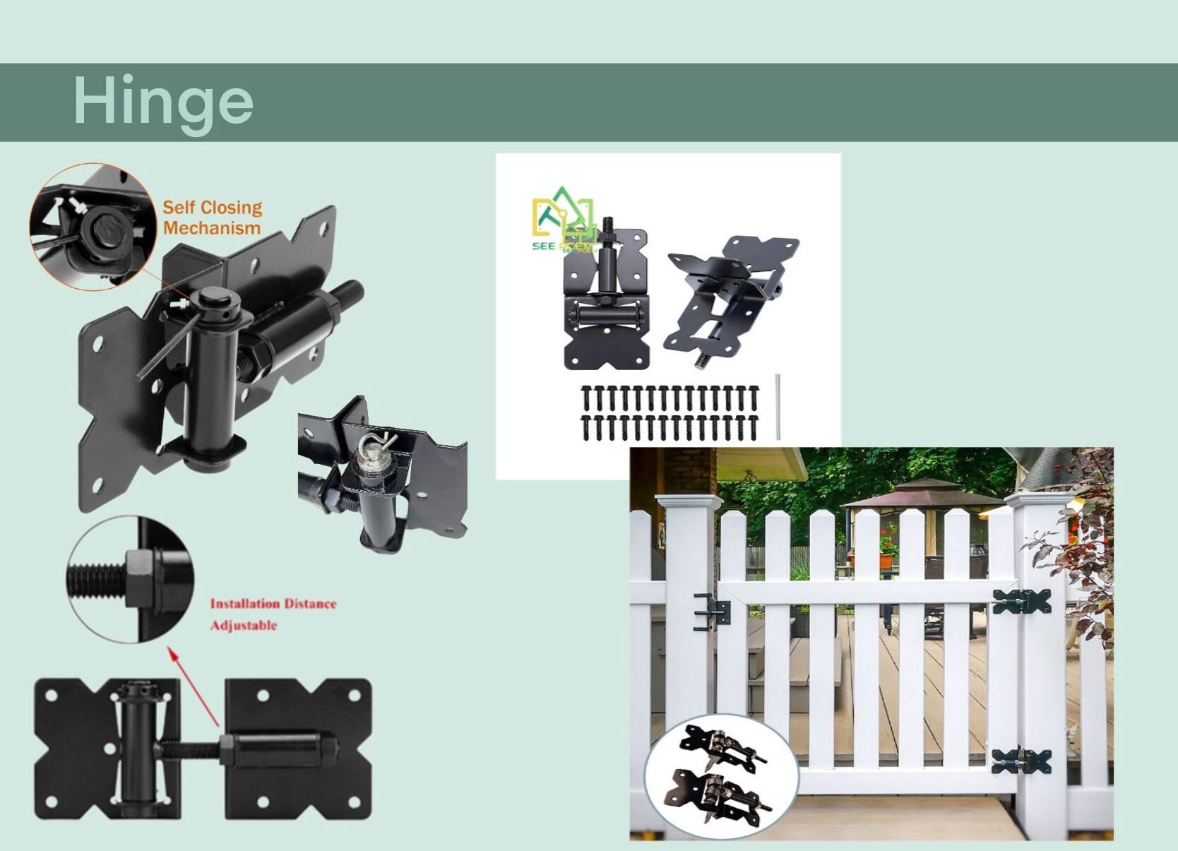 Gate Latches for Wooden Fences Heavy Duty Post Self Locking Hardware Wood/Vinyl Fence Gate Lock for Secure Pool/Yard/Garden