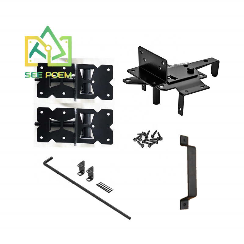 Self-Locking Gate Latch Heavy Duty Post Mount Automatic Gravity Lever Wood/PVC Fence Gate Lock with Fasteners Hardware