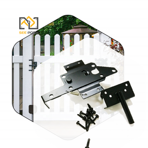 Self-Locking Gate Latch Heavy Duty Post Mount Automatic Gravity Lever Wood/PVC Fence Gate Lock with Fasteners Hardware