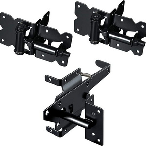 Self Locking Gate Latch and Gate Hinges Set Heavy Duty Hardware for Vinyl and Wood Fence with Installation