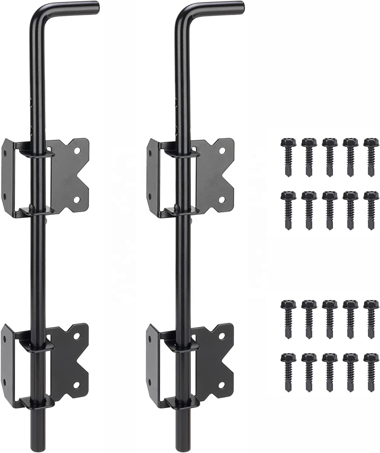 Heavy Duty Cane Bolt Gate Drop Rod Hardware Ground Latch for Wood PVC Vinyl Metal Fences Gates