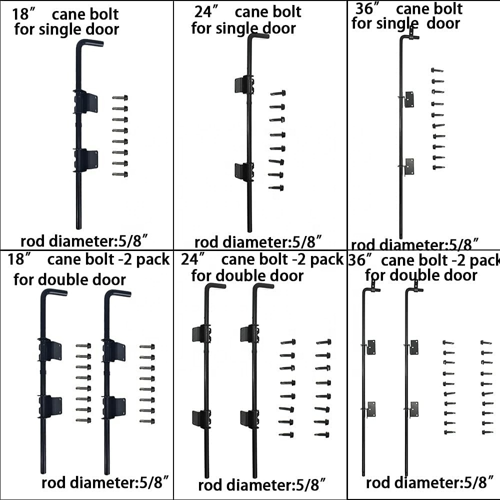 Heavy Duty Cane Bolt Gate Drop Rod Hardware Ground Latch for Wood PVC Vinyl Metal Fences Gates