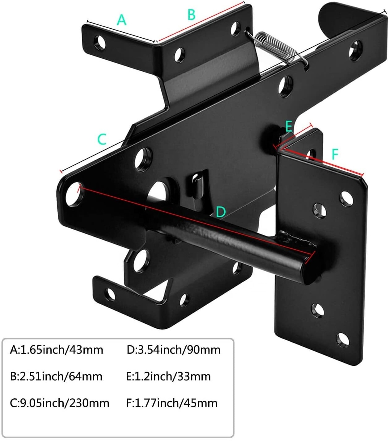 Gate Latches for Wooden Fences Heavy Duty Post Mount Automatic Gravity Lever Spring Self Locking Hardware