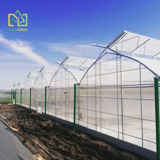 Polycarbonate Walk in Greenhouse, Enhance Green House w/ Sliding Door and Adjustable Roof, Upgraded Stability & Drainage System