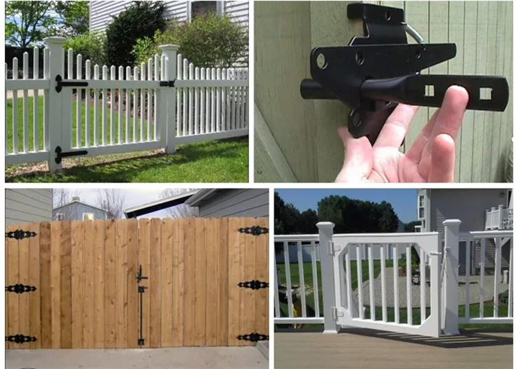 Heavy Duty Self-Locking Gate Latch for Wooden Fence Post Mount Automatic Gate Lock Gravity Door Latch Hardware