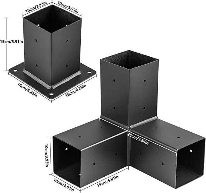 High quality Powder Coating Pergola Top Rafter Bracket For 2x4 Wood Posts metal pergola bracket