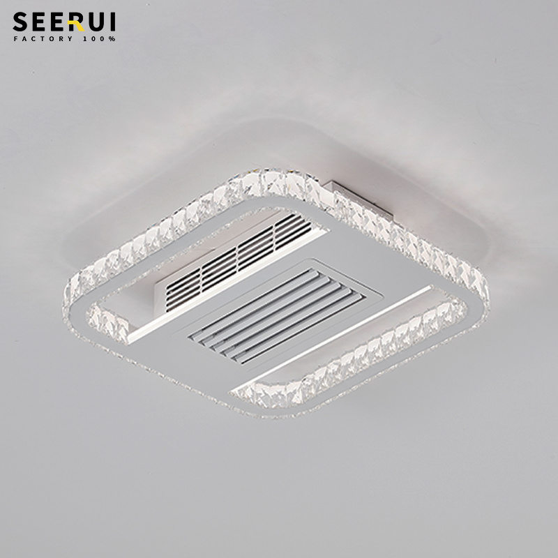 WY152-F Square bedroom light 20 inches LED bladeless modern simple ceiling fan light Intelligent remote control APP control