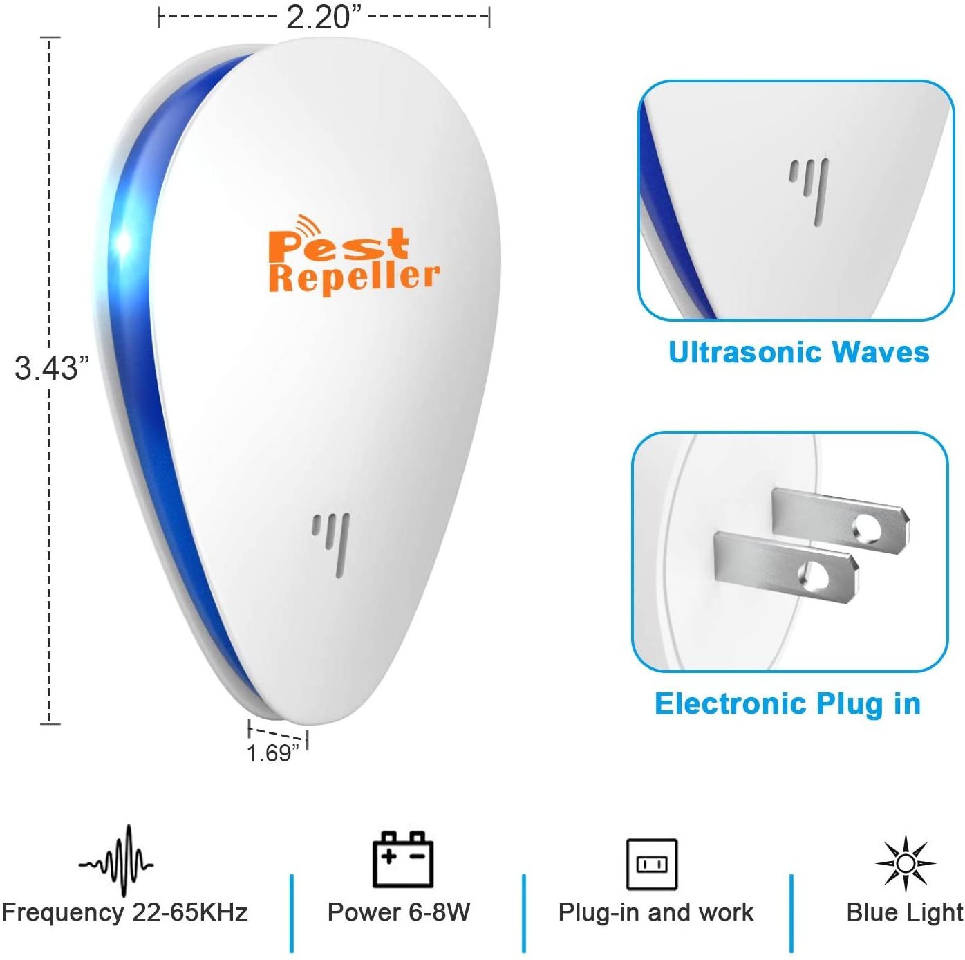 Amazon Hot Electronic Plug in Bugs Insects Roaches Mice Spiders Rodents Mosquitoes Ultrasonic Pest Repeller