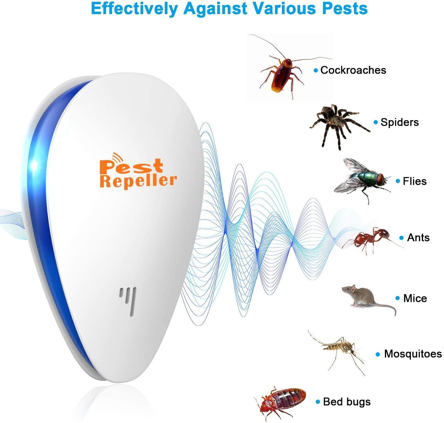 Amazon Hot Electronic Plug in Bugs Insects Roaches Mice Spiders Rodents Mosquitoes Ultrasonic Pest Repeller