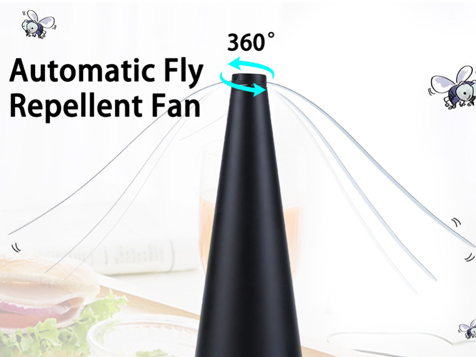 Keep Flies and Bugs Away from Your Food Portable Indoor Outdoor Fly Repellent Fan