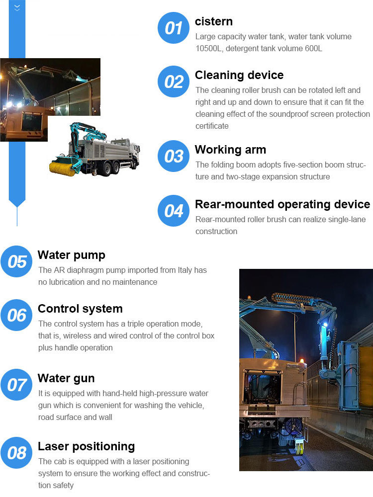 Hydraulic Tunnel Wall Wash Car Guardrail Washer Truck Highway Cleaning Vehicle Tunnel Cleaner Truck