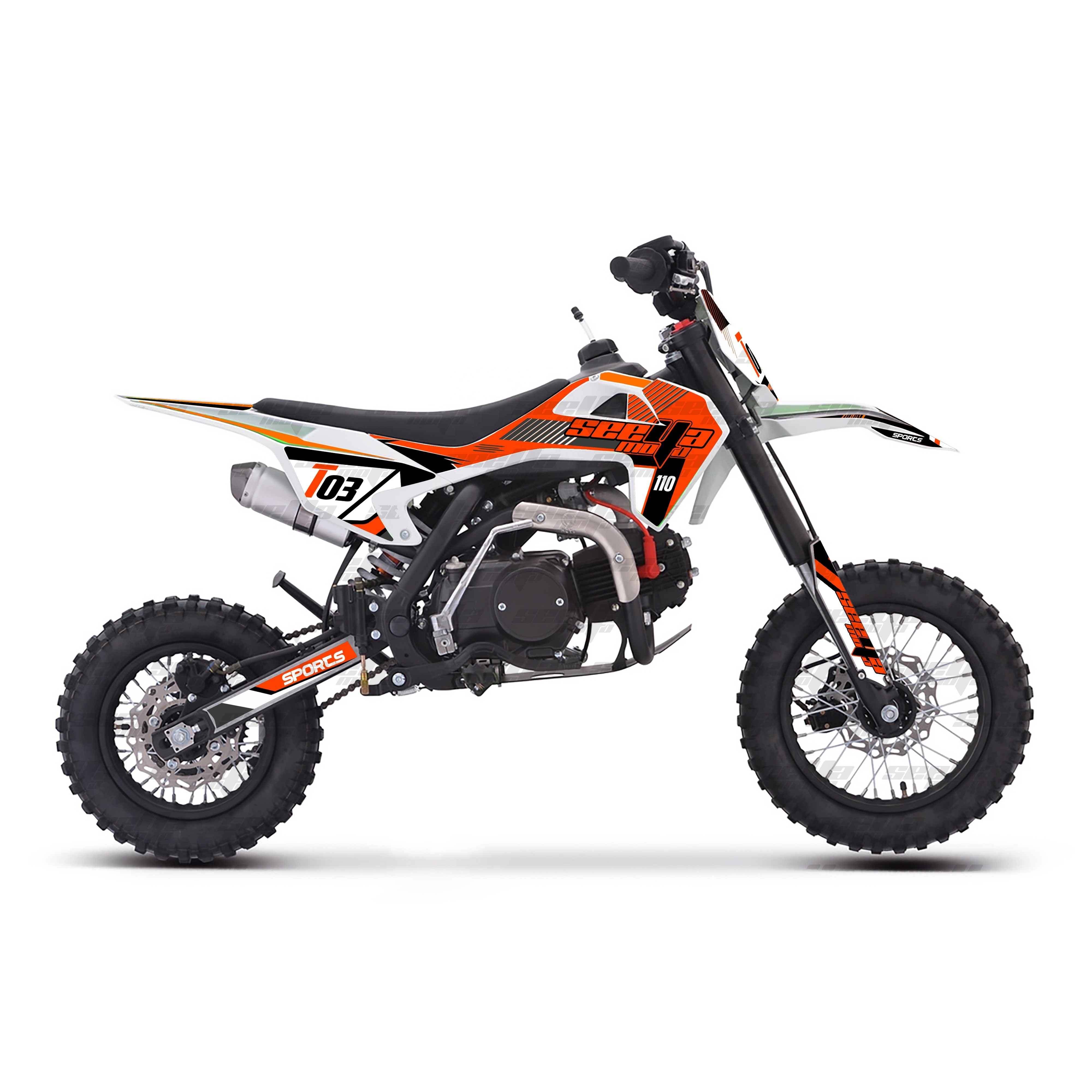 New Orange 110 MOTO CROSS seeya off road semi-automatic pit bike kids dirt bike cross motorcycle T03 with CE