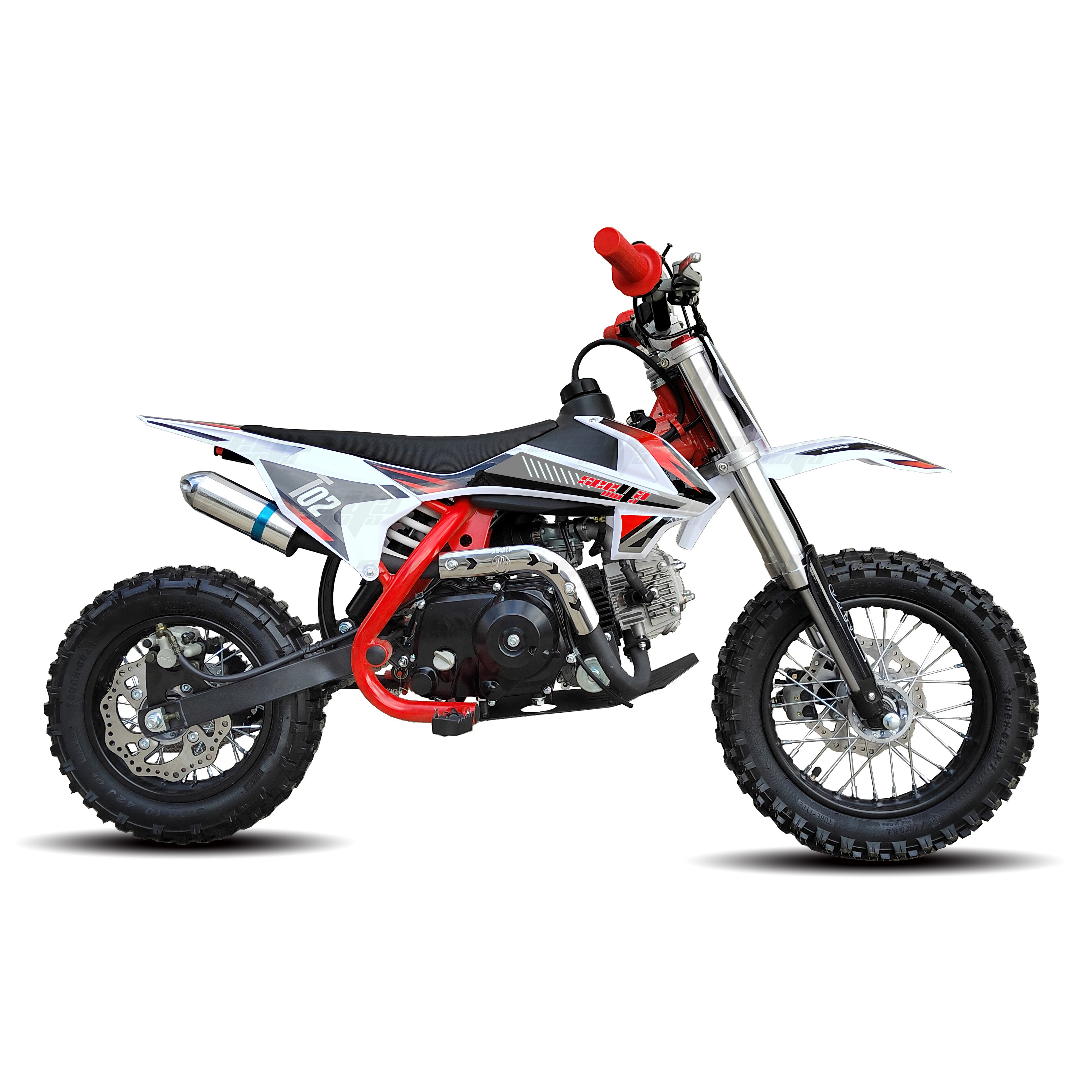 New Red 110cc 4 stroke off road fully automatic pit bike 12''/10'' wheel kids dirt bike cross motorcycle T02 with CE