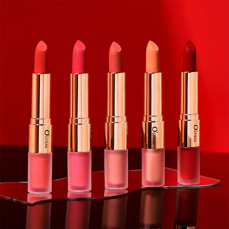 FACTORY Private Label 12 Colors 2 in 1 Women Cosmetic Waterproof Long Lasting Makeup Matte Lipstick Lipstick