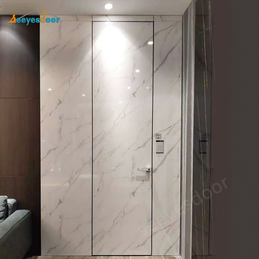 Seeyesdoor Invisible Flush Mounted High-End Secret Room Wood Doors Internal Concealed Integrated Frameless Hinged Hidden Door