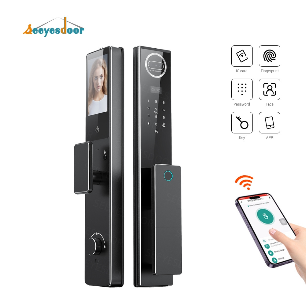 Seeyesdoor Smart Front Door Lock Tuya Fingerprint Smart Lock For Aluminum Door Smart Lock With Camera