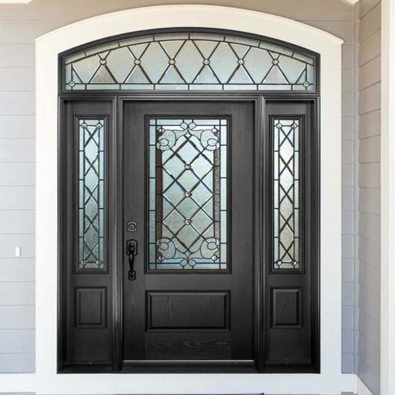 Luxury Design Round Arched Interior Exterior Front Double Glass Wrought Iron Doors Prices For Villa Home