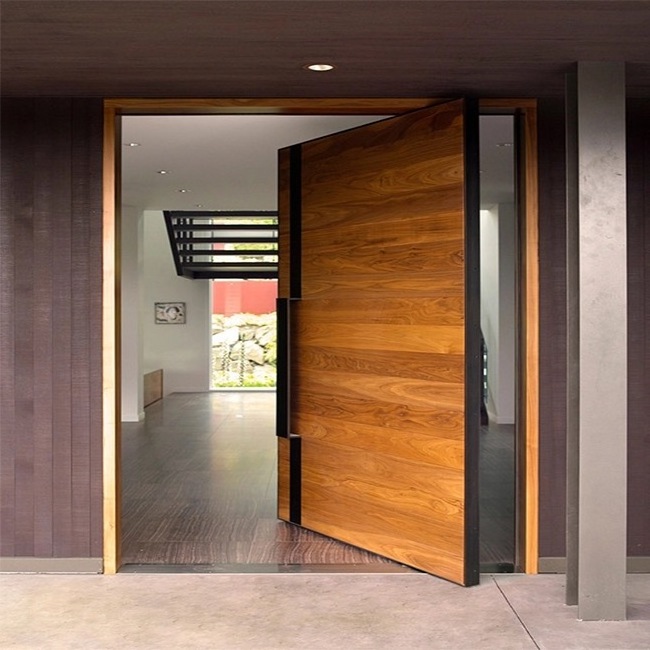 Seeyesdoor Customized Front home decor Security Modern Villa House Solid Wood Pivot Doors Exterior Wooden Door Main Entrance