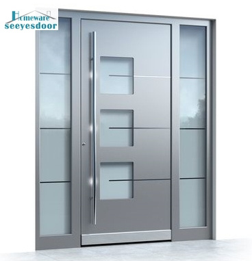 Seeyesdoors modern metal aluminum frosted glass front security doors exterior for villa