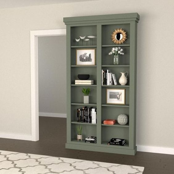 Seeyesdoor Flush Mount Multi-Functional Invisible Internal Hidden Doors Bookcase Solid Wood Door