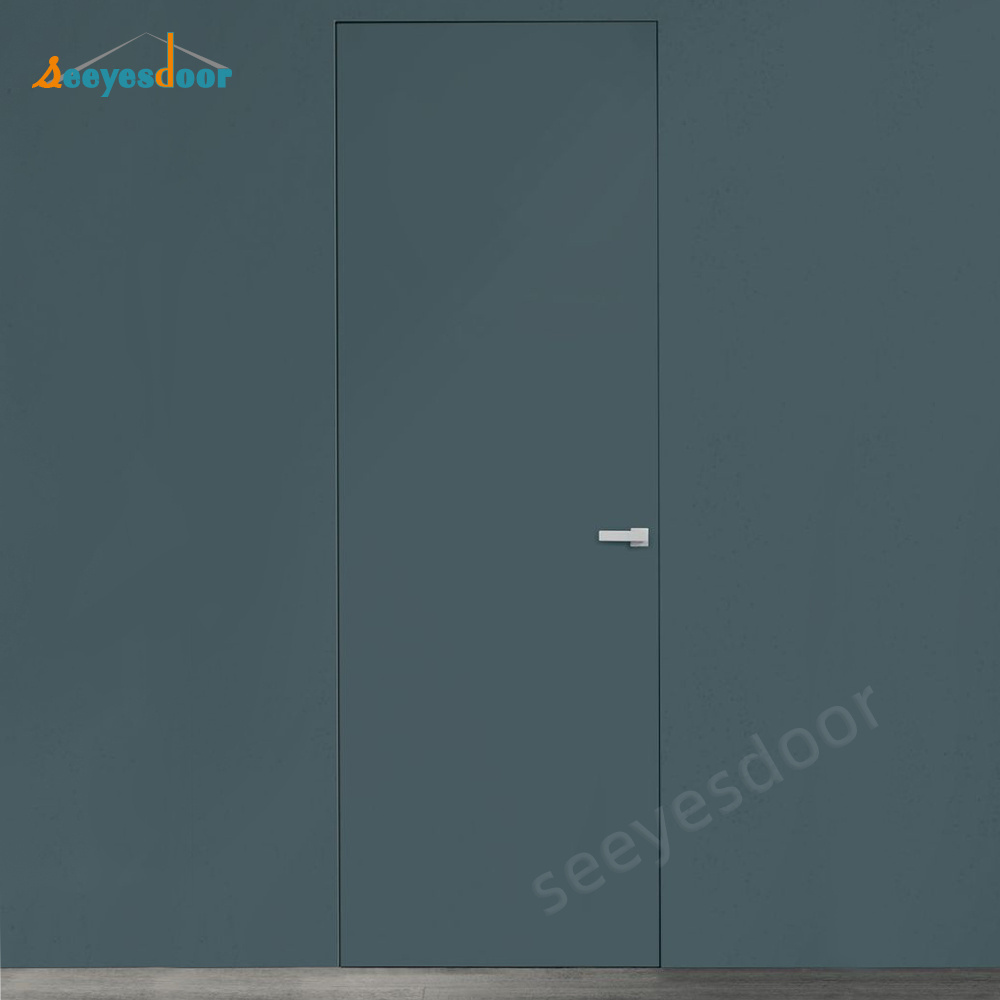 Seeyesdoor European Design Bedroom Soundproof Mdf Wood Invisible Door With White Frame Hidden Door System