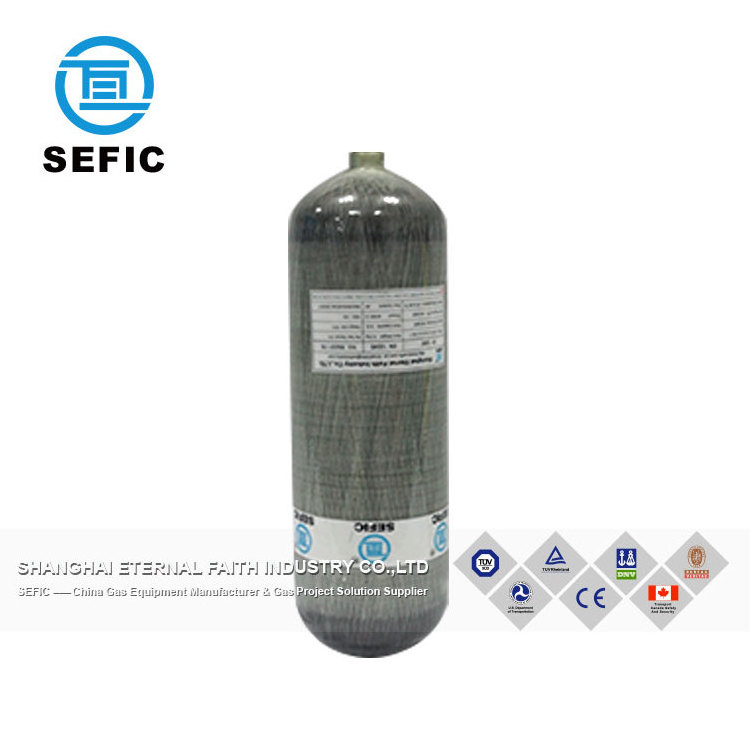 9L Oxygen Compressed Air Tank High Pressure 6.8L Carbon Fiber Cylinder 4500PSI for Firefighting and Diving Equipment