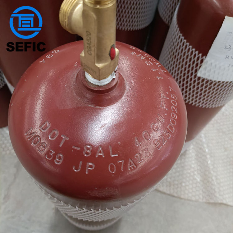 China Factory Industrial Gas 7.6-8.0L DOT-8AL B40 Acetylene Cylinders C2H2 Acetylene Bottle