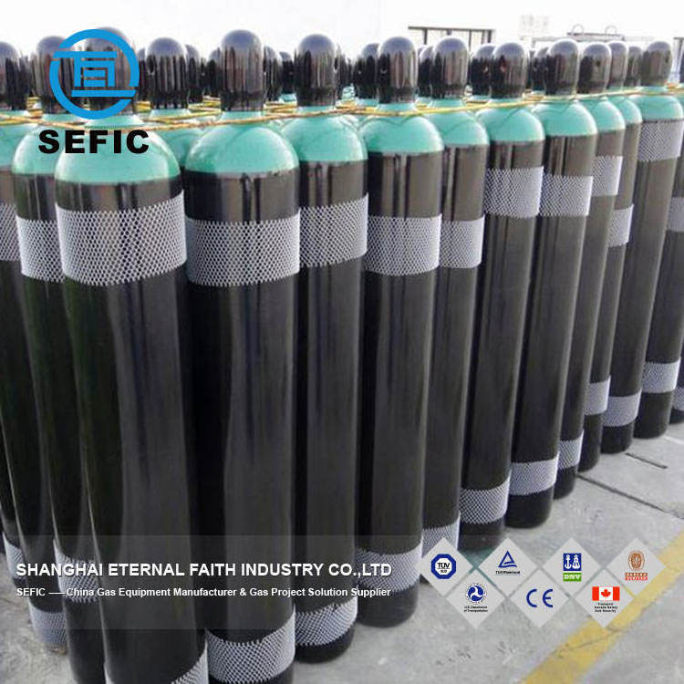 ISO9809-3 TPED 40L 150bar Medical Oxygen Gas Cylinder CO2/Nitrogen/Argon/Helium/Hydrogen/Xenon/Neon Gas Cylinders