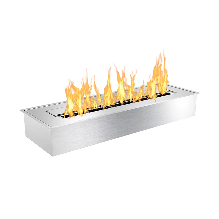 Rectangular Shape Outdoor Indoor Portable Concrete Table Top Ethanol Fire Pit Smokeless Tabletop Bio Ethanol Fireplace