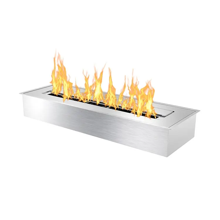 Rectangular Shape Outdoor Indoor Portable Concrete Table Top Ethanol Fire Pit Smokeless Tabletop Bio Ethanol Fireplace