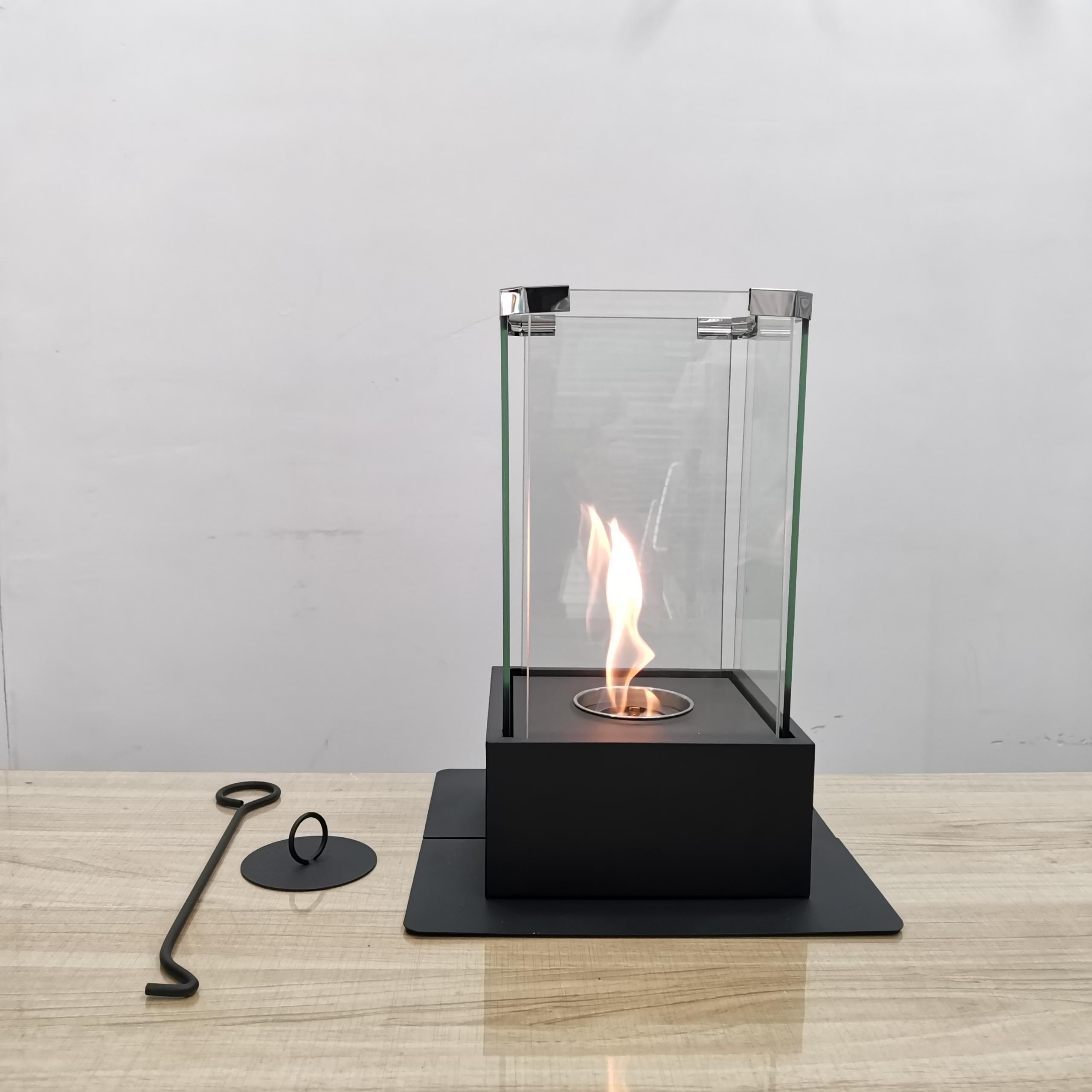 Factory Supply Glass Insert Mini Rectangle Portable Small Ethanol Table Fire place