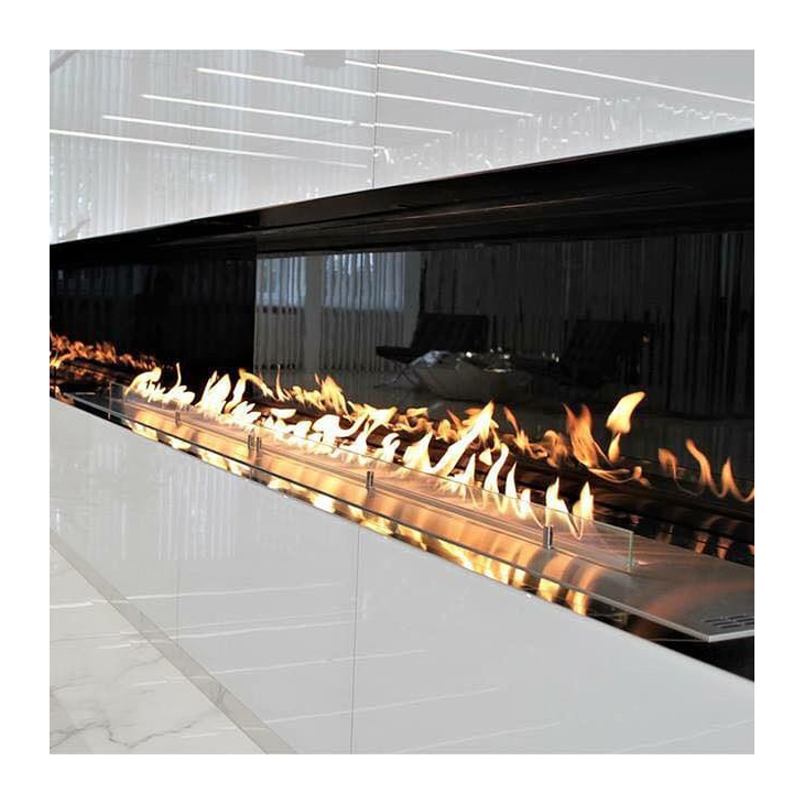 Burning Fireplaces Insert Bio Ethanol Indoor Intelligent Real Fire 1800mm Black Eco-friendly Modern Apartment Linear 5 Years