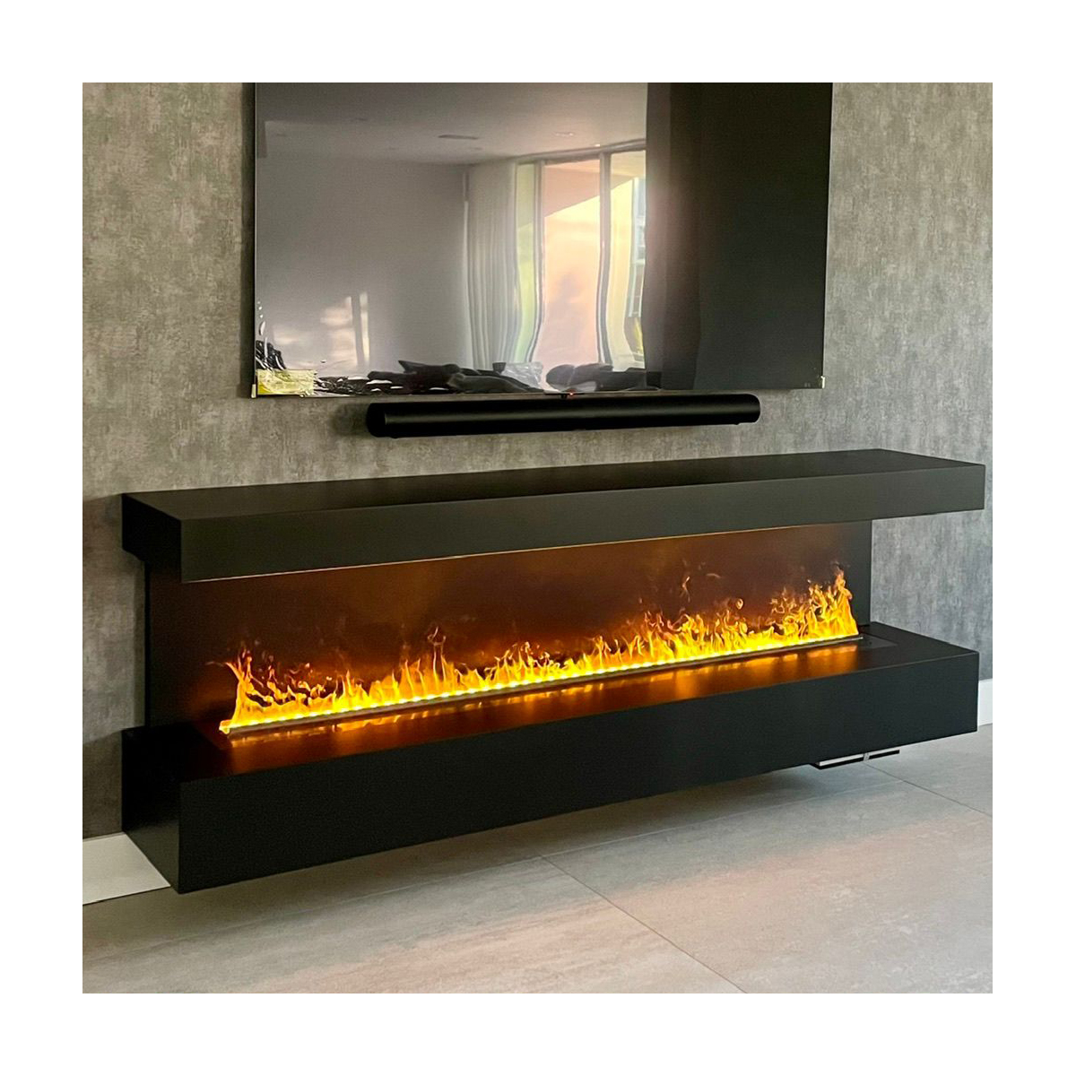 Indoor Rotating Classic Burning Floating Fireplaces Outdoor Water Vapor Fireplace Eco-friendly Modern Apartment Insert Linear