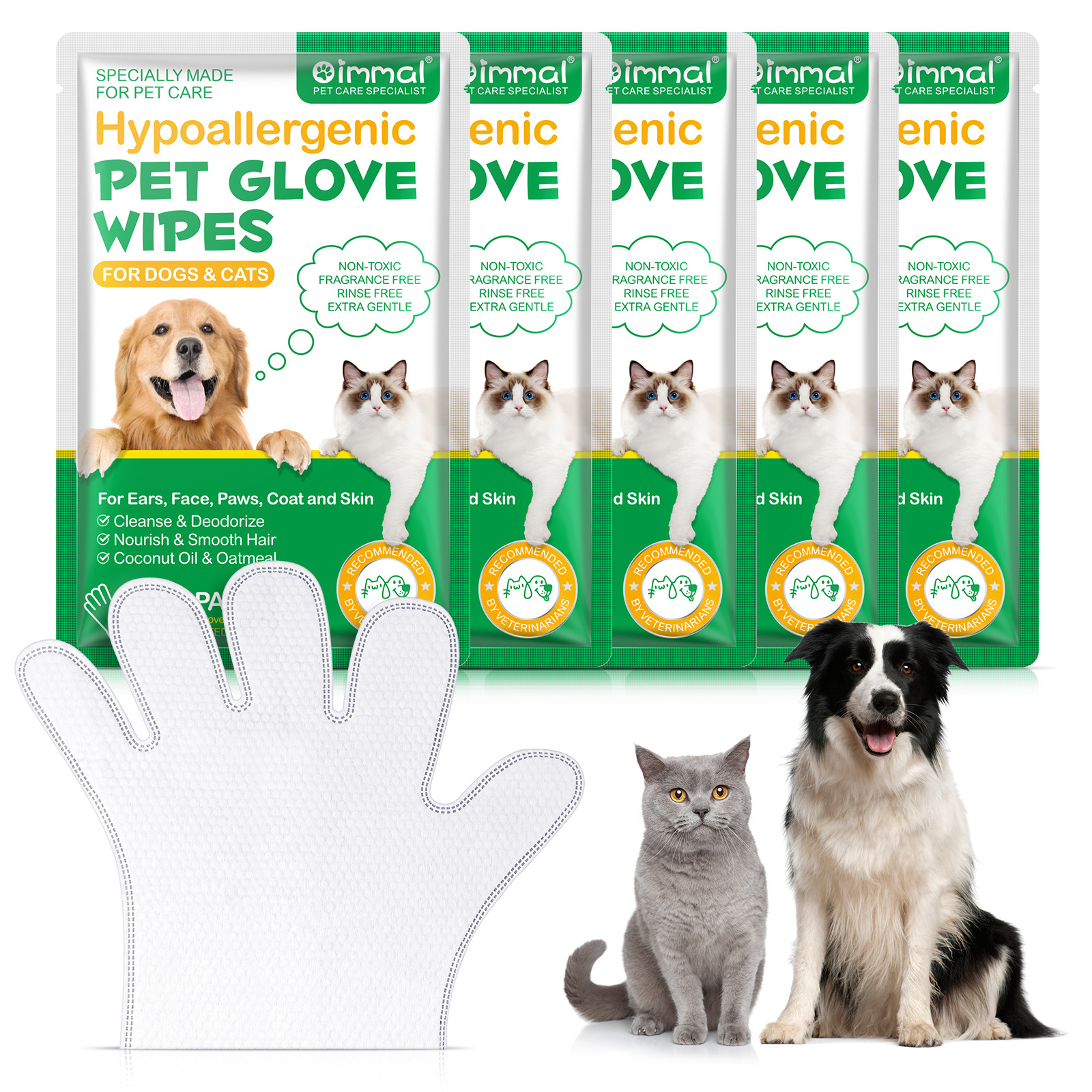 OIMMAI disposable cats dogs aloe vera travel customize private label non toxic pet wipes gloves,eye pet wet wipes