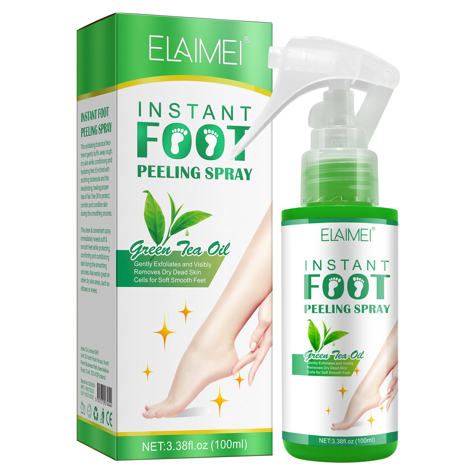 ELAIMEI 100 ml natural organic plant therapy mild moist deodorization healing skin foot care exfoliate spray,foot peeling spray